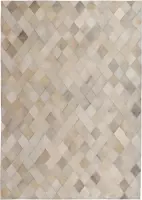 Medina Vloerkleed ruit patchwork 80x150 cm echt leer grijs