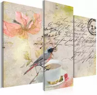 Schilderij - Briefkaart uit het verleden, 3 luik, Multikleur, 2 maten, Premium print