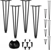 Relaxdays hairpin poten - set van 4 - meubelpoten - tafelpoten metaal zwart - vintage - 45 cm - 3 stangen