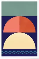 JUNIQE - Poster Setting Sun -40x60 /Blauw & Rood