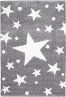 Livone - Kindervloerkleed Stars Grijs-Wit 160 cm x 230 cm