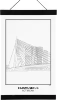 SKAVIK Erasmusbrug - Rotterdam Poster met houten posterhanger (zwart) 30 x 40 cm