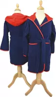 ARTG® Boyzz & Girlzz - Kinder Badjas met Capuchon - Donkerblauw met Rood - French Navy / Fire Red - Maat 140/152