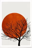 JUNIQE - Poster Winter Sunset -20x30 /Rood & Zwart