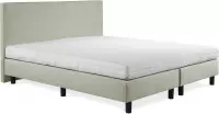 Beddenleeuw Boxspring Bed Nora - 200x200 - Incl. Hoofdbord + Matras - Groen Stof