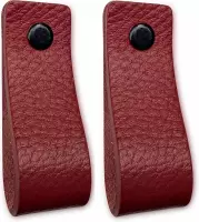 Leren handgrepen - Bordeaux Rood - 2 stuks - 16,5 x 2,5 cm | incl. 3 kleuren schroeven per leren handgreep