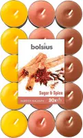 Bolsius Geurkaarsen Theelicht Sugar & Spice Bruin/geel 30 Stuks