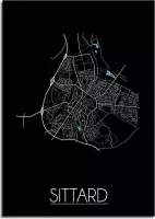 DesignClaud Sittard Plattegrond poster Zwart  - A3 poster (29,7x42cm)