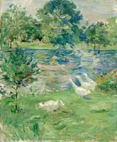 Berthe Morisot, Meisje in een boot met ganzen, 1889 op canvas, afmetingen van dit schilderij zijn 75x100 cm