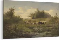 Schilderij - Koeien bij een plas — 90x60 cm