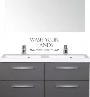 Muursticker Wash Your Hands Mom Said So -  Donkergrijs -  22 x 10 cm  -  keuken  engelse teksten  toilet  alle - Muursticker4Sale