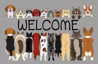 JoY@Mat Luxe indoor mat - Deurmat - Schoonloopmat - Droogloopmat - Welcome Dogs&Cats- 40cmx60cm - Polyamide