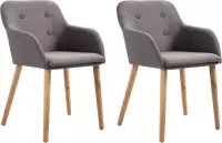 Eetkamerstoelen 2 st stof en massief eikenhout taupe