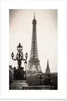 JUNIQE - Poster Eiffel Tower -30x45 /Grijs & Wit