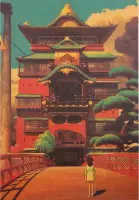 Spirited Away Red Bath House Anime Vintage Poster 51x35