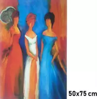 Canvas Schilderij * Drie Dames Modern Abstract * - Kunst aan je Muur - Modern Abstract Minimalistisch - veelkleurig - 50 x75 cm