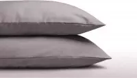 Set van 2 grijze (midden grijs) kussenslopen (kussensloop) KATOEN voor hoofdkussen van 60 x 70 cm (op het bed, cadeau idee!)