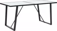 Eettafel 140x70x75 cm gehard glas wit
