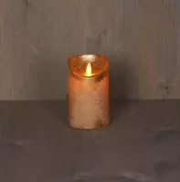 Batterijverlichting kaars wax rustiek met bewegende vlam goud 12.5 cm Anna's Collection