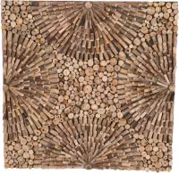 Wanddecoratie - Drijfhout - Combi - hout - vierkant - 90 x 90 cm - wandpaneel - schilderij - sprokkelhout - Timberstyle