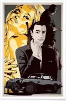 JUNIQE - Poster Goldfinger -40x60 /Geel & Grijs