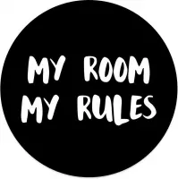 Muurcirkel kids my room my rules zwart 40 cm / Dibond