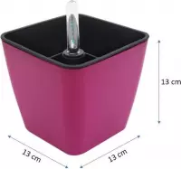 Bloempot roze - zelfwaterende bloempot - bloempot met waterreservoir - kunststof bloempot - 13X13X13 CM - bloembak met waterreservoir