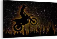 Schilderij - Rider silhouette on night sky — 90x60 cm