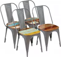 Eetkamerstoelen 47x52x89 cm massief gerecycled hout 4 st (incl. vloerviltjes)