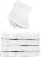 Set 4x Handdoeken 50x100 + 4x Washandjes - Wit - Hotelkwaliteit