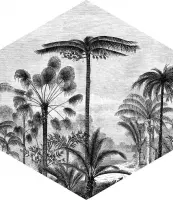ESTAhome muursticker tropisch landschap met palmbomen zwart wit - 159000 - 70 x 81 cm