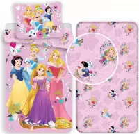 Disney Princess Pink - Dekbedovertrek - Eenpersoons - 140 x 200 cm - Roze - Inclusief hoeslaken