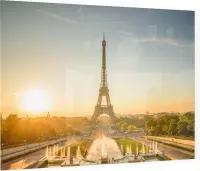 Fonteinen voor de Eiffeltoren in zomers Parijs - Foto op Plexiglas - 60 x 40 cm