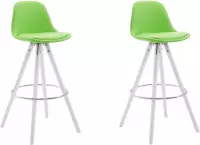 Clp Franklin Set van 2 barkrukken - Rond frame - Kunstleer - Groen - Kleur onderstel : wit