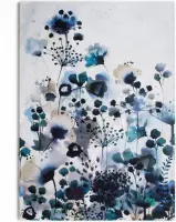 Art for the Home - Canvas Schilderij - Bloemen - Blauw - 70x100 cm