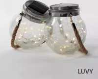 Luvy Solar Tuinverlichting - Tuinlantaarn - 2 Stuks - Tuinverlichting op zonneenergie - Hanglamp - Led Buiten - Tuindecoratie - Buitenverlichting - Dag/Nacht Sensor