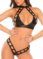 Erotische latex lingerie set met beha, nek bandjes en string MAAT S/M