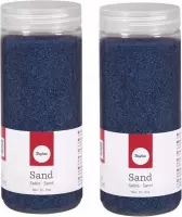 2x Fijn decoratie zand blauw 475 ml - Zandkorrels - Hobby/decoratiemateriaal