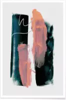 JUNIQE - Poster Abstract Brush Strokes 3X -13x18 /Groen & Roze