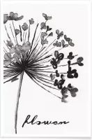 JUNIQE - Poster Flower -30x45 /Wit & Zwart