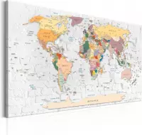 Schilderij - Wereldkaart , kleurrijke landen