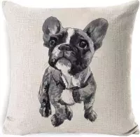 Kussenhoes - Franse Bulldog puppy - Woondecoratie - Hoes voor kussen - 45 x 45 cm