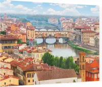 Ponte Vecchio, brug over de Arno in Florence - Foto op Plexiglas - 90 x 60 cm
