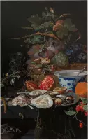 Stilleven met vruchten, oesters en een porseleinen kom, Abraham Mignon - Foto op Forex - 80 x 120 cm