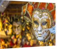 Traditioneel Venetiaanse masker in een winkel op straat - Foto op Plexiglas - 60 x 40 cm
