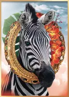 Poster “Slaying Zebra” | B2 | 70 x 50 cm | Zebra met goud en oranje bloemen