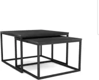 Salontafel set van 2 Curitiba mangohout zwart