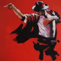 Schilderij MJ rood 60 x 60 Artello - handgeschilderd schilderij met signatuur - schilderijen woonkamer - wanddecoratie - 700+ collectie Artello schilderijenkunst