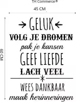 Decoratie Tekst Muursticker - Geluk - Dromen - liefde - Dankbaar - Nederlands