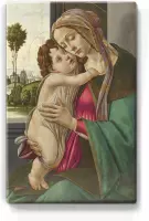 Madonna met kind - Sandro Botticelli - 19,5 x 30 cm - Niet van echt te onderscheiden houten schilderijtje - Mooier dan een schilderij op canvas - Laqueprint.